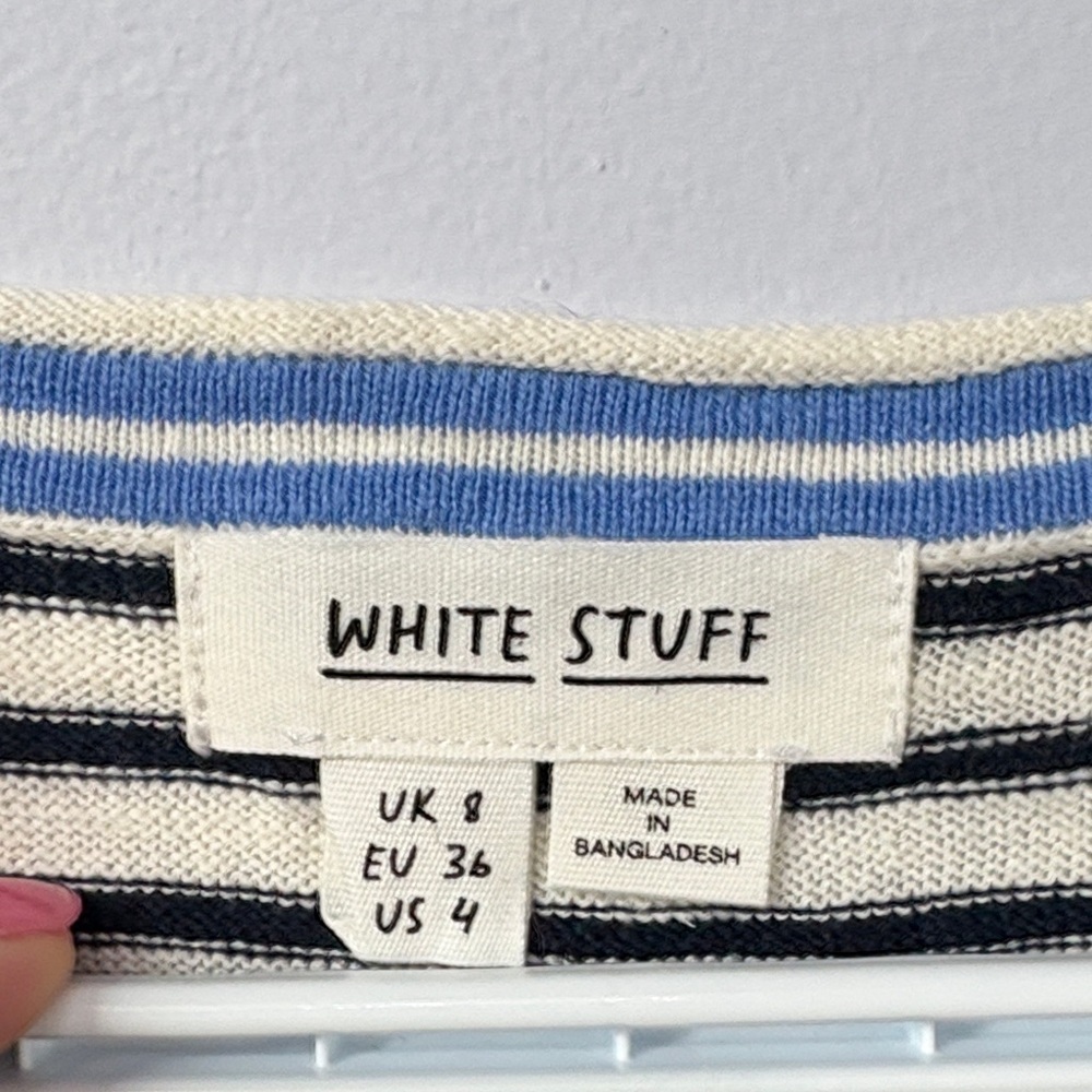 White Stuff Striped Knit Top in Blue & Cream - Picture 2 of 8